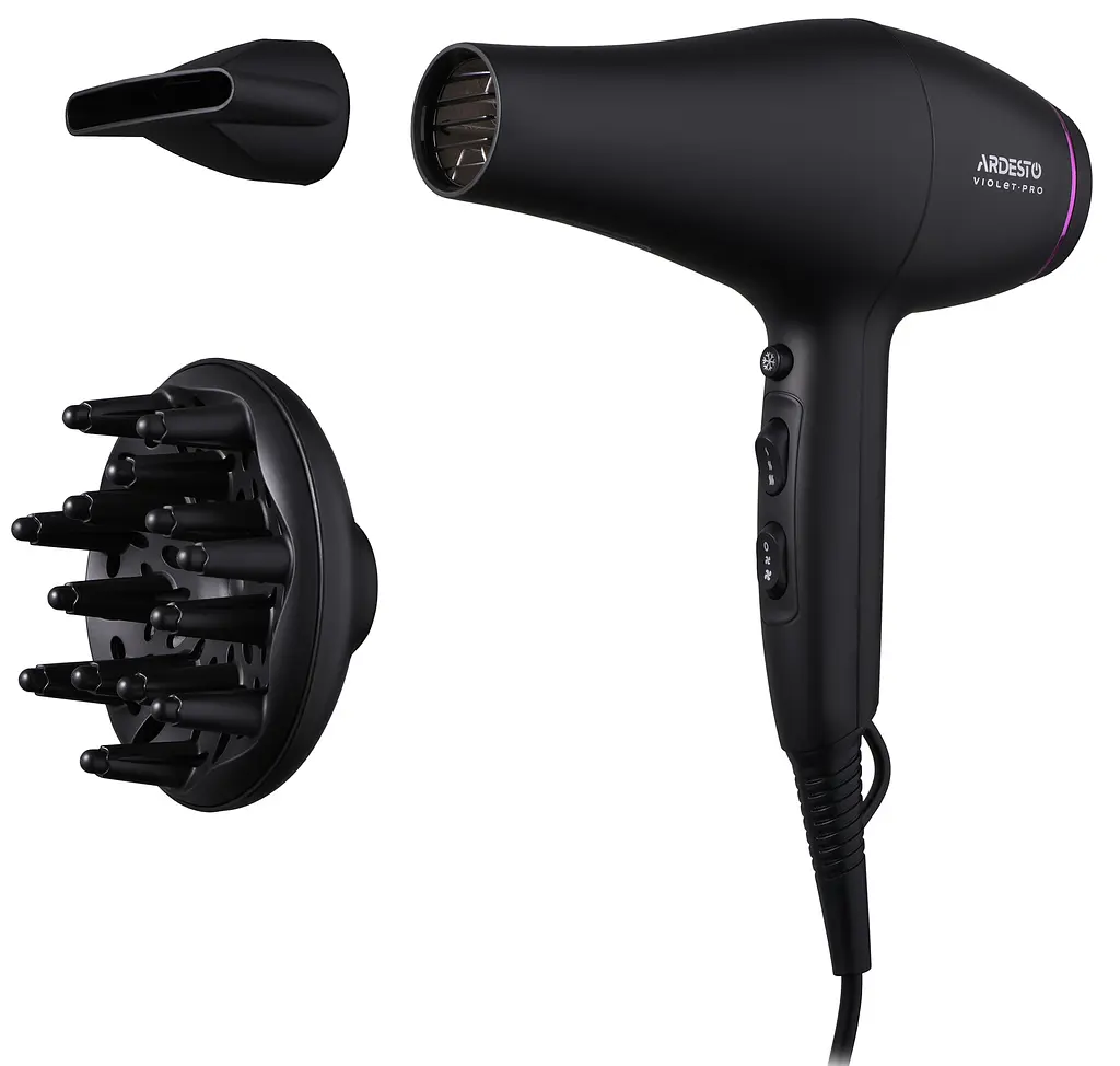 Фен Ardesto HD-Y222PRO, Black, 2200W, 2 швидкості, 3 режими, дифузор, концентратор, функція "Cool Shot", захист від перегріву, Soft Touch покриття - фото 4