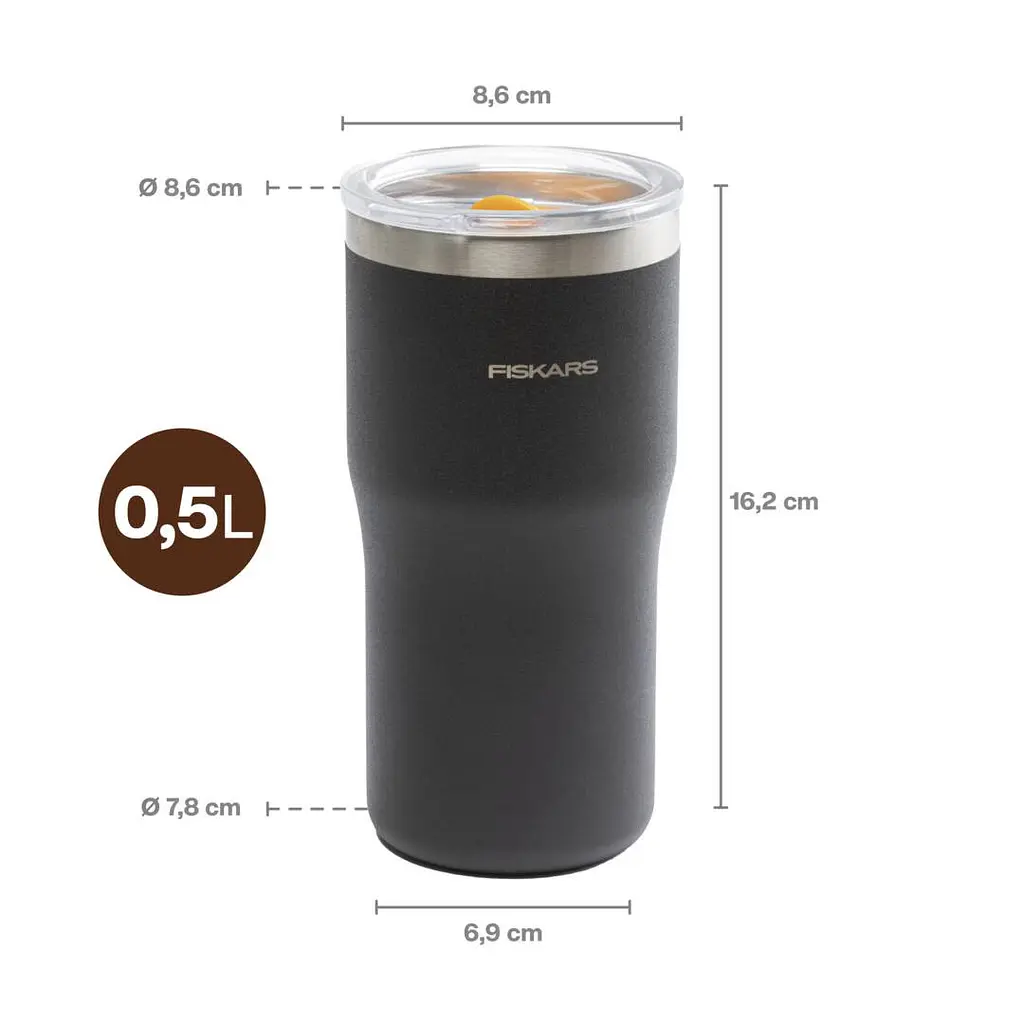 Термокружка Fiskars On-the-go 0.5 л, колір чорний (1078762) - фото 2