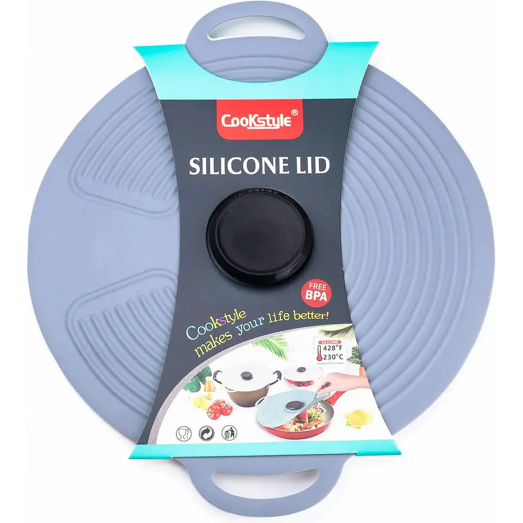 Крышка для посуды TS Kitchen силиконовая универсальная диаметром 28 см серая HP34540L - фото 3