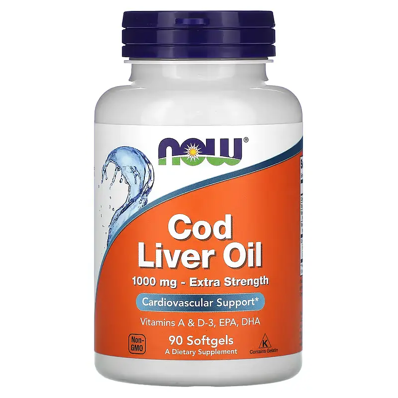 NOW Олія печінки тріски, Cod Liver Oil - 90 софтгель Now Foods