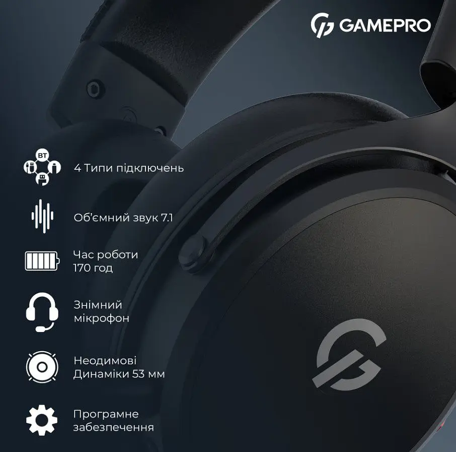 Беспроводные игровые наушники GamePro HSW-191-BL Asgard Skadi Wireless 7.1 Black - фото 17