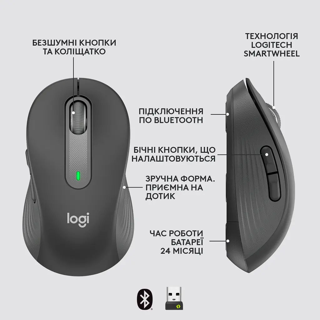 Мишка Logitech Signature M650 Wireless for Business Graphite (910-006274) - фото 6