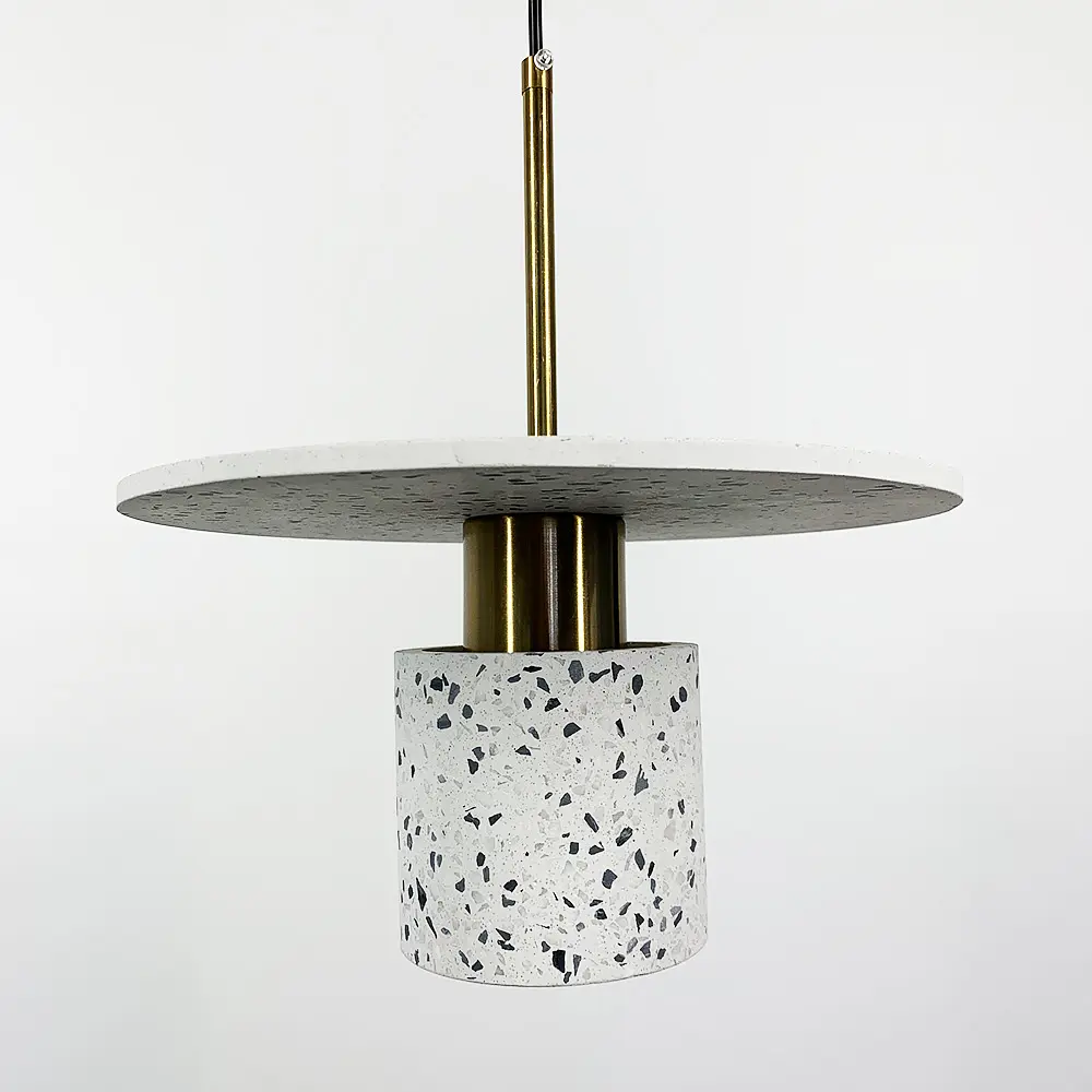 Підвіс Terrazzo Cylinder із білим бетонним плафоном 30 см в стилі Ар-деко Line.F MJ 162-300 WT - фото 7