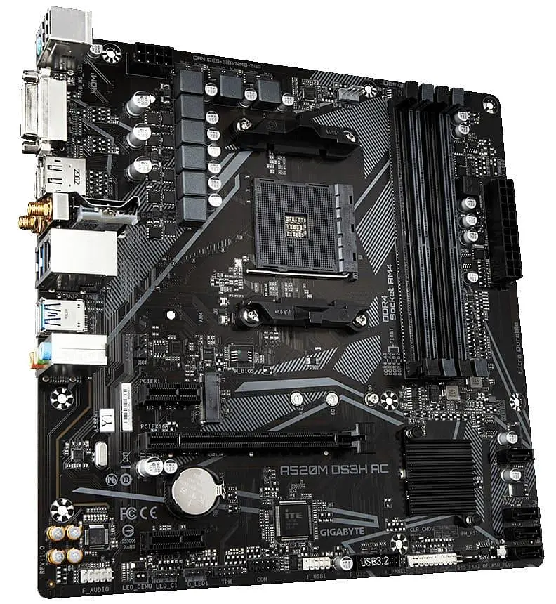 Материнська плата Gigabyte A520M DS3H AC (A520M DS3H AC) (Socket AM4, AMD A520, Micro-ATX) - фото 3
