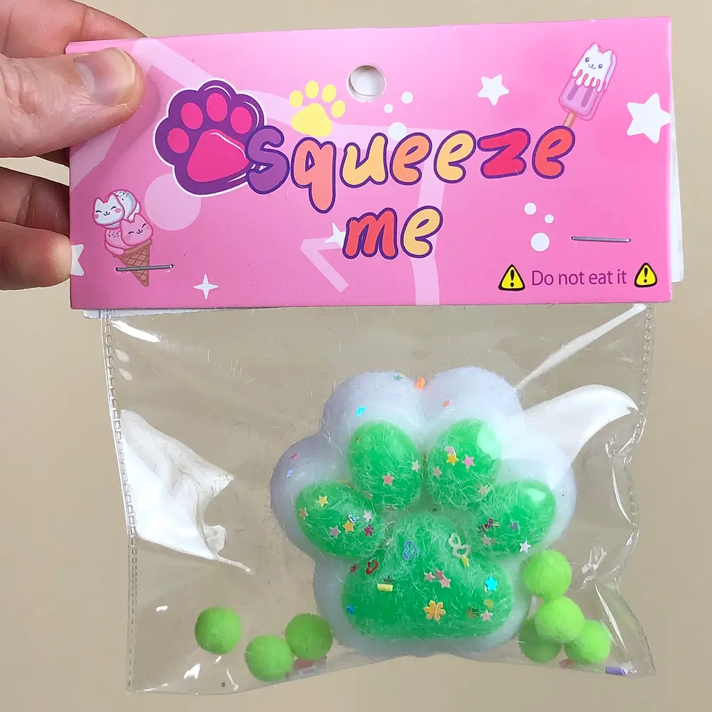 Сквіш антістрес UFT Squish Cat Paw Fluffy 5 Пухнаста лапка Green - фото 2