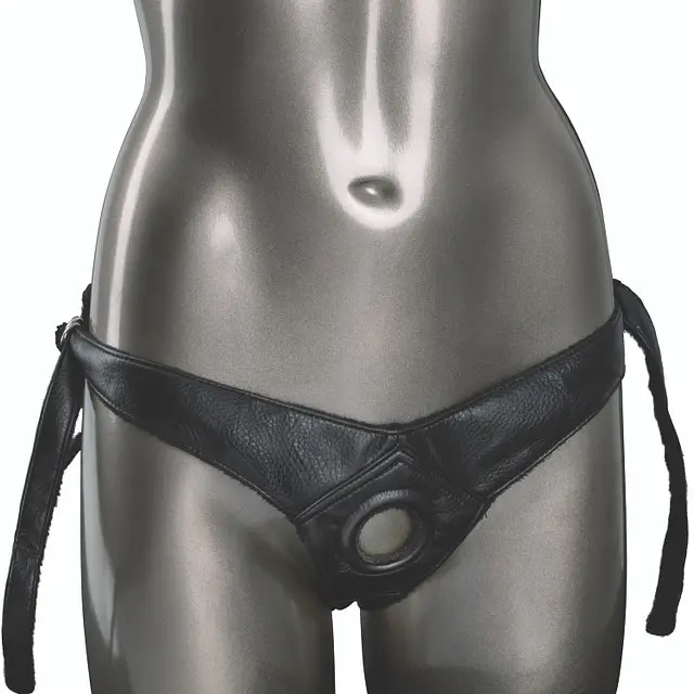Трусики для страпона Universal Love Rider Platinum Harness, шкірозамінник, чорні - фото 3