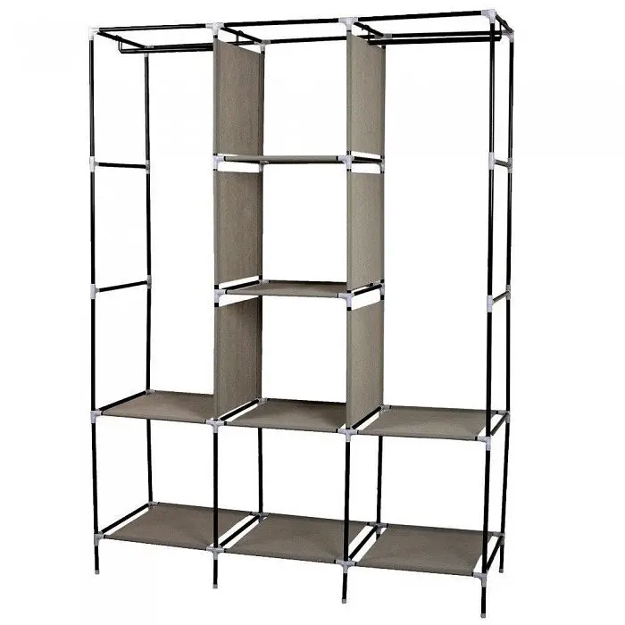 Складана тканинна шафа, шафа для одягу Storage Wardrobe 88130 на 3 секції Коричнева - фото 2