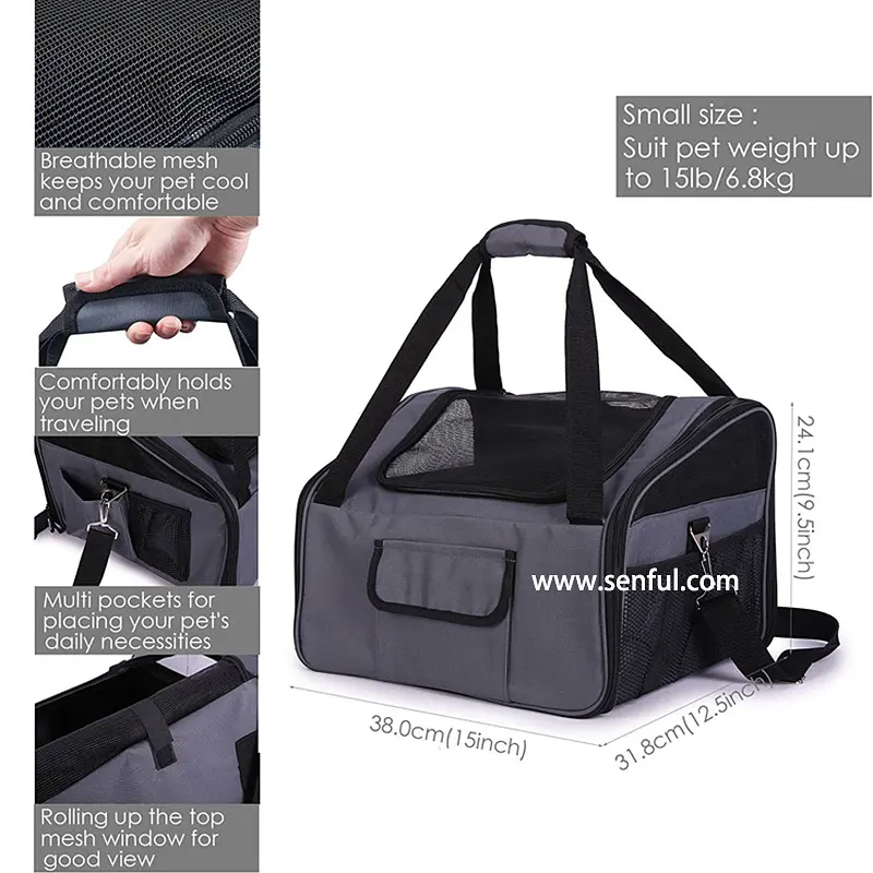 Автокрісло для собак SENFUL Pet Car Seat Carrier бежеве - фото 3
