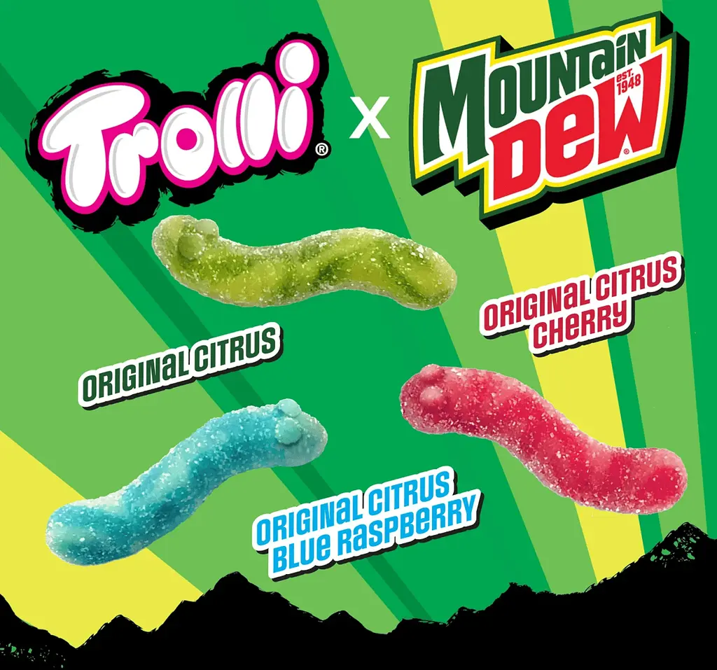 Желейні цукерки Trolli x Mountain Dew Sour Brite Crawlers Gummy Worm Candy 350г - фото 3
