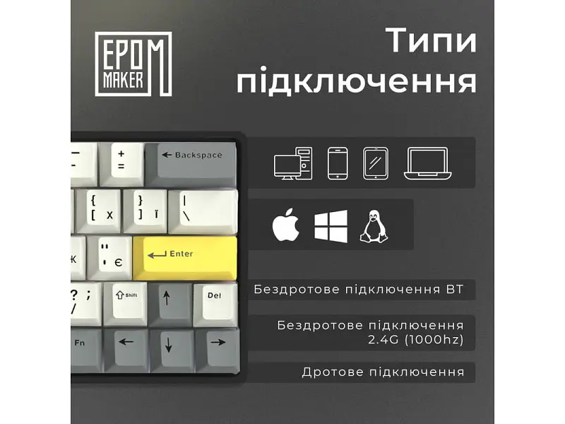 Клавіатура Epomaker EP64 Mulan Black (EP64-B-M) - фото 8