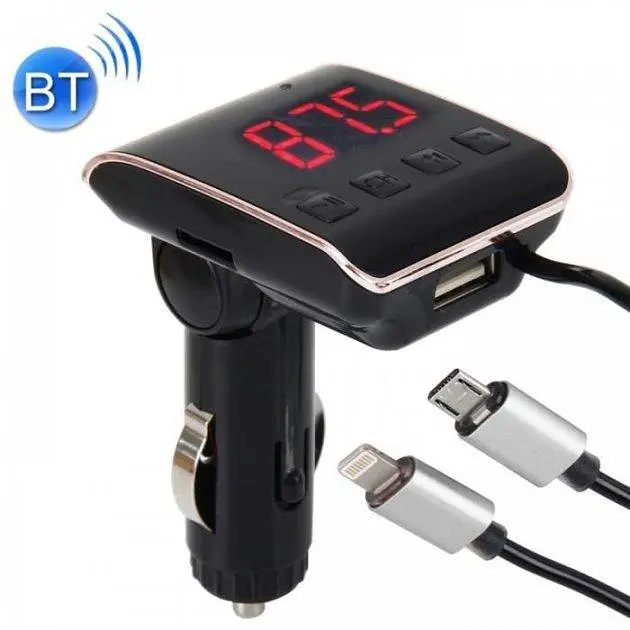 Автомобільний FM Модулятор HZ H22BT ∙ FM-трансмітер з Bluetooth від прикурювача з USB портом + Кабель USB + Кабель iPhone - фото 4