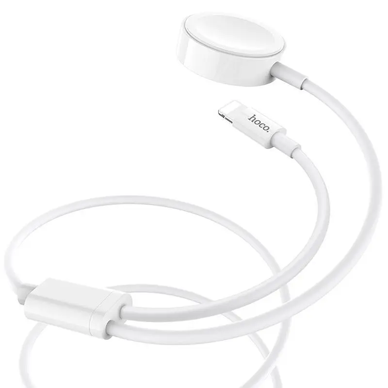 USB Cable Hoco U69 Portable 2-in-1 Lightning + IWatch Wireless Charger White 1m - фото 3