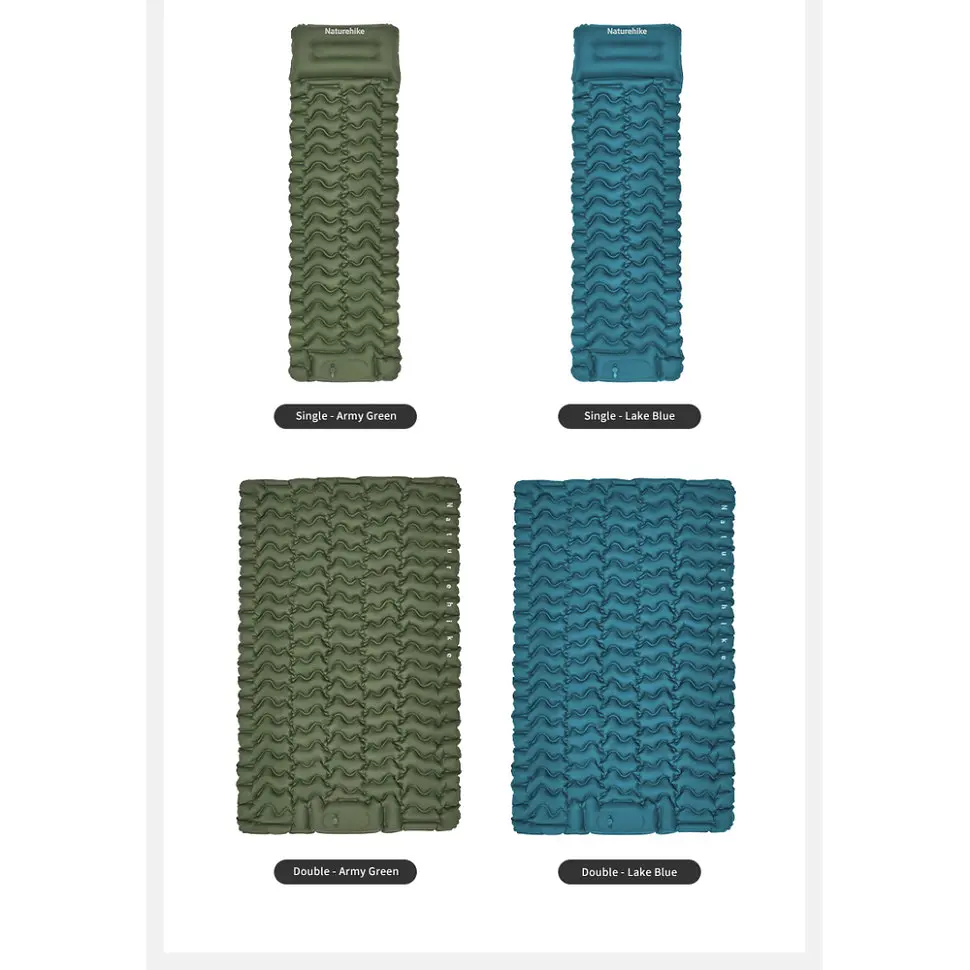 Матрас туристический надувной двухместный Naturehike CNK2550WS019, 200х125х6.5 см, синий со встроенной помпой для надува - фото 12
