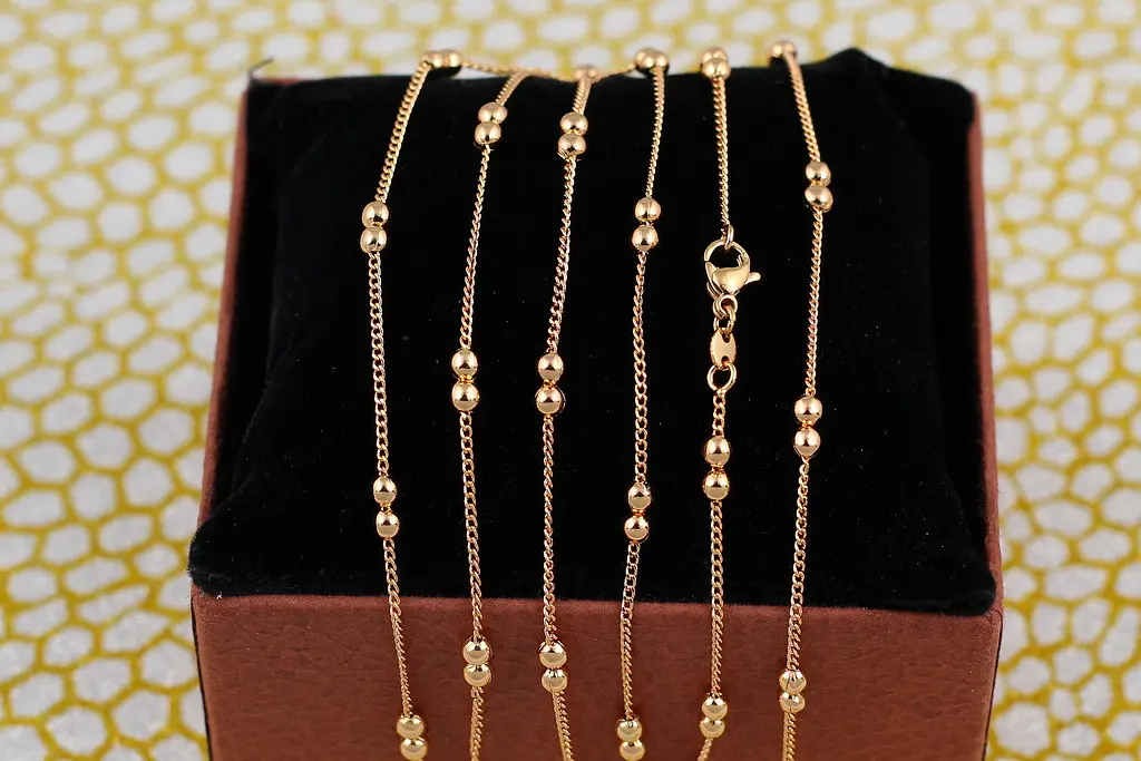 Ланцюг Xuping Jewelry панцирний із подвійною кулькою 60 см 1 мм золотистий
