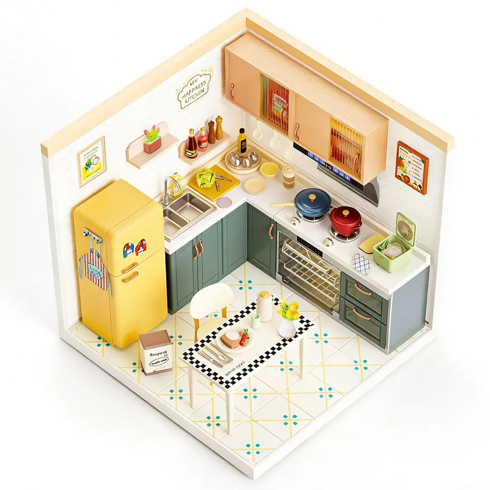 Конструктор-румбокс Кухня Mini House 8005-MH серії "Інтер'єр", зі світлом - фото 5