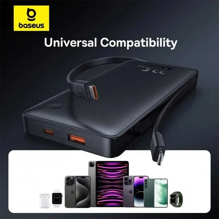 Портативна батарея Power Bank Baseus Airpow Lite Power Bank 10000mAh 22.5W Dual-Cable P10067501123-00 Black - фото 10