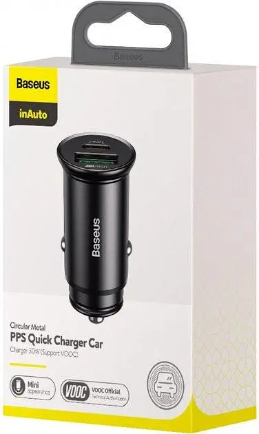 Автомобільний зарядний пристрій Baseus Circular Metal PPS Quick Charger 30W Support VOC CCYS-C01 Black - фото 4
