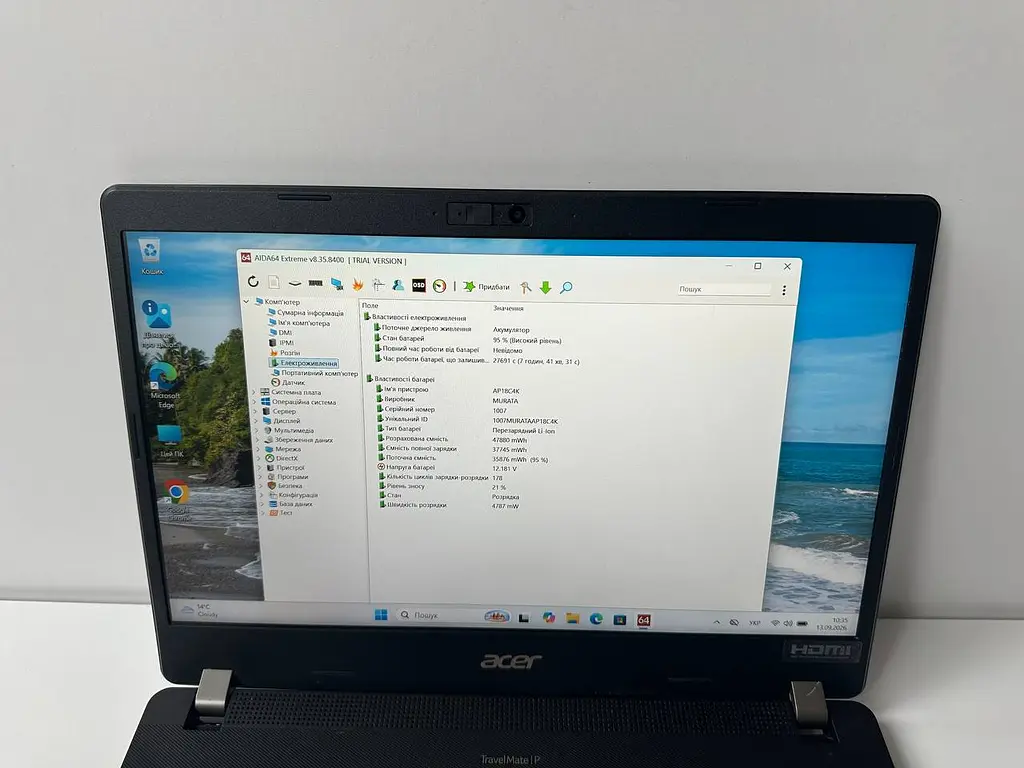 Ноутбук Acer TravelMate P214-53L 14" (i5-1135G7 / 8GB / SSD 256GB / 1920х1080 IPS) б/в - фото 5