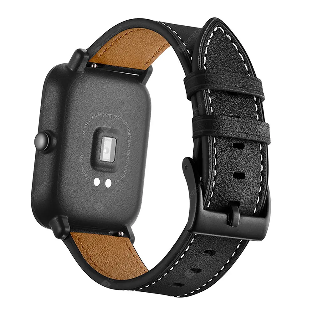 Ремінець для Xiaomi Amazfit Bip - чорний Watchbands Standart ширина кріплення 20мм розмір L шкіряний (WB0029STANDART2BLACKFITBIP3) - фото 2