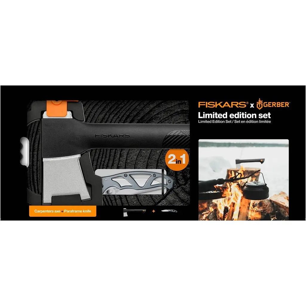 Набір: Сокира теслярська мала Fiskars Solid A6 + Складаний ніж Gerber Paraframe (1057911) - фото 2