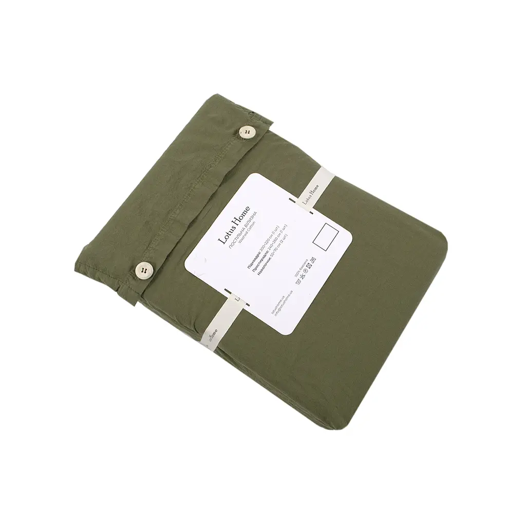 Постельное белье Lotus Home Washed cotton - Kansas зеленый евро - фото 5