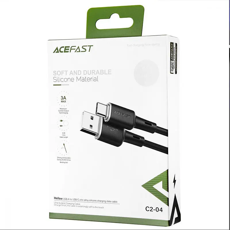 Дата кабель Acefast C2-04 USB to Type-C 3A (1.2m) Black - фото 5