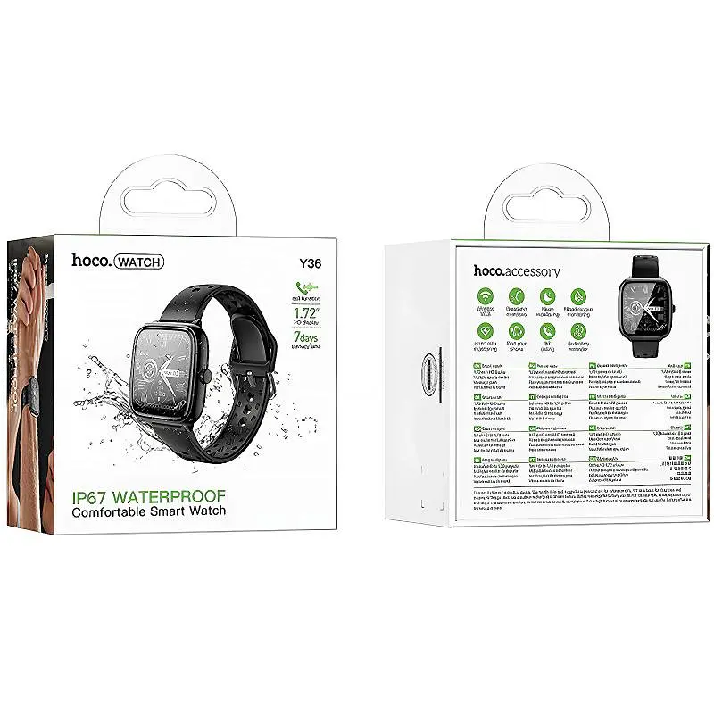 Смарт-годинник Hoco Y36 Smart sports watch (call version) Black - фото 2