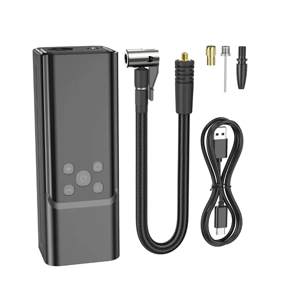 Портативний повітряний насос HOCO ZP7, до 10 атм, вбудований акумулятор 5000mAh, ліхтарик, Black, Box - фото 2