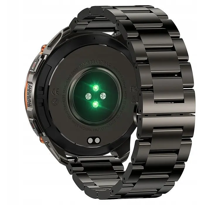Смарт-годинник Kospet TANK T3 Ultra 2 Black 2 ремінця силіконовий та металевий - фото 3