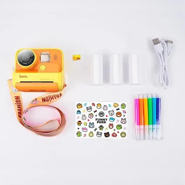 Дитяча цифрова фотокамера Polaroid HOCO DV200 миттєвого друку з термопринтером 48 МП 800 мАч Жовтий - фото 6