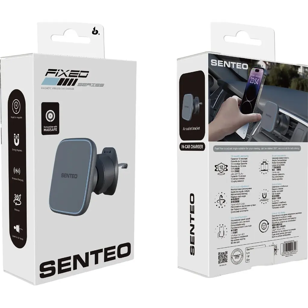 Автотримач із бездротовою зарядкою Senteo SH-05 Fixed 15W Airvent Black [171640] - фото 4