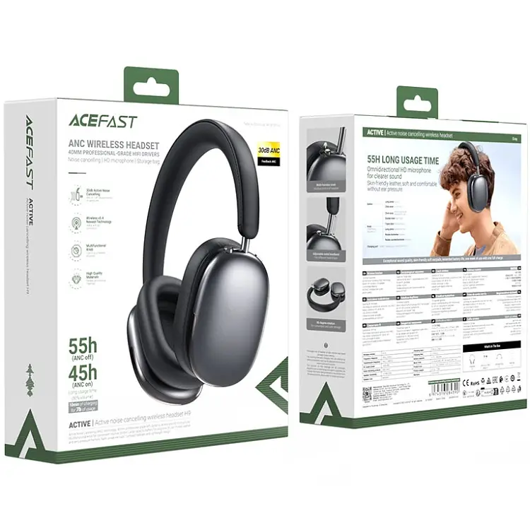 Гарнітура Acefast H9 ANC, Bluetooth, Grey - фото 4