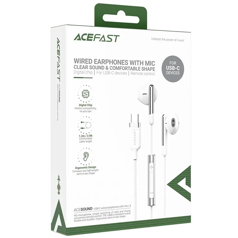 Навушники Acefast L3 Type-C/1.2 м White - фото 3