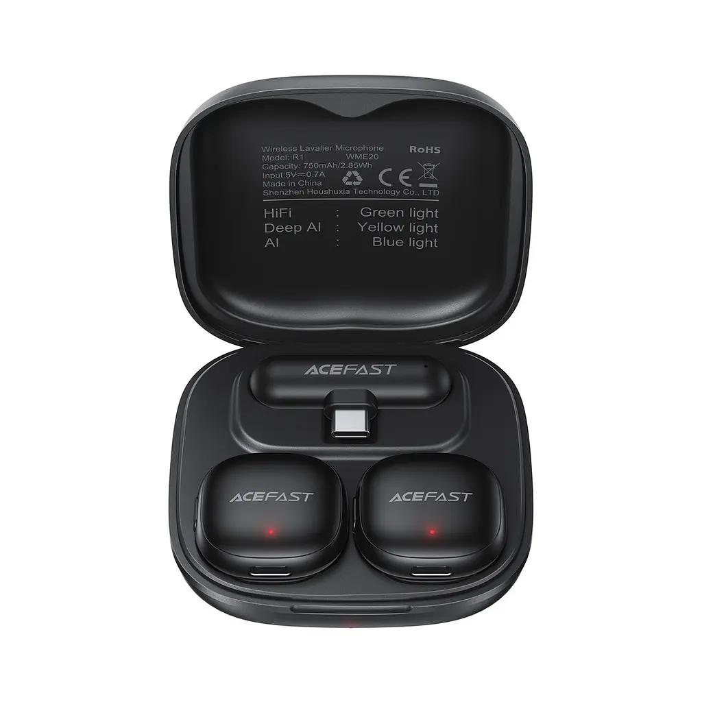 Бездротова мікрофонна система ACEFAST R1 dual-mic (Type-C) Black (6974316284895) - фото 4