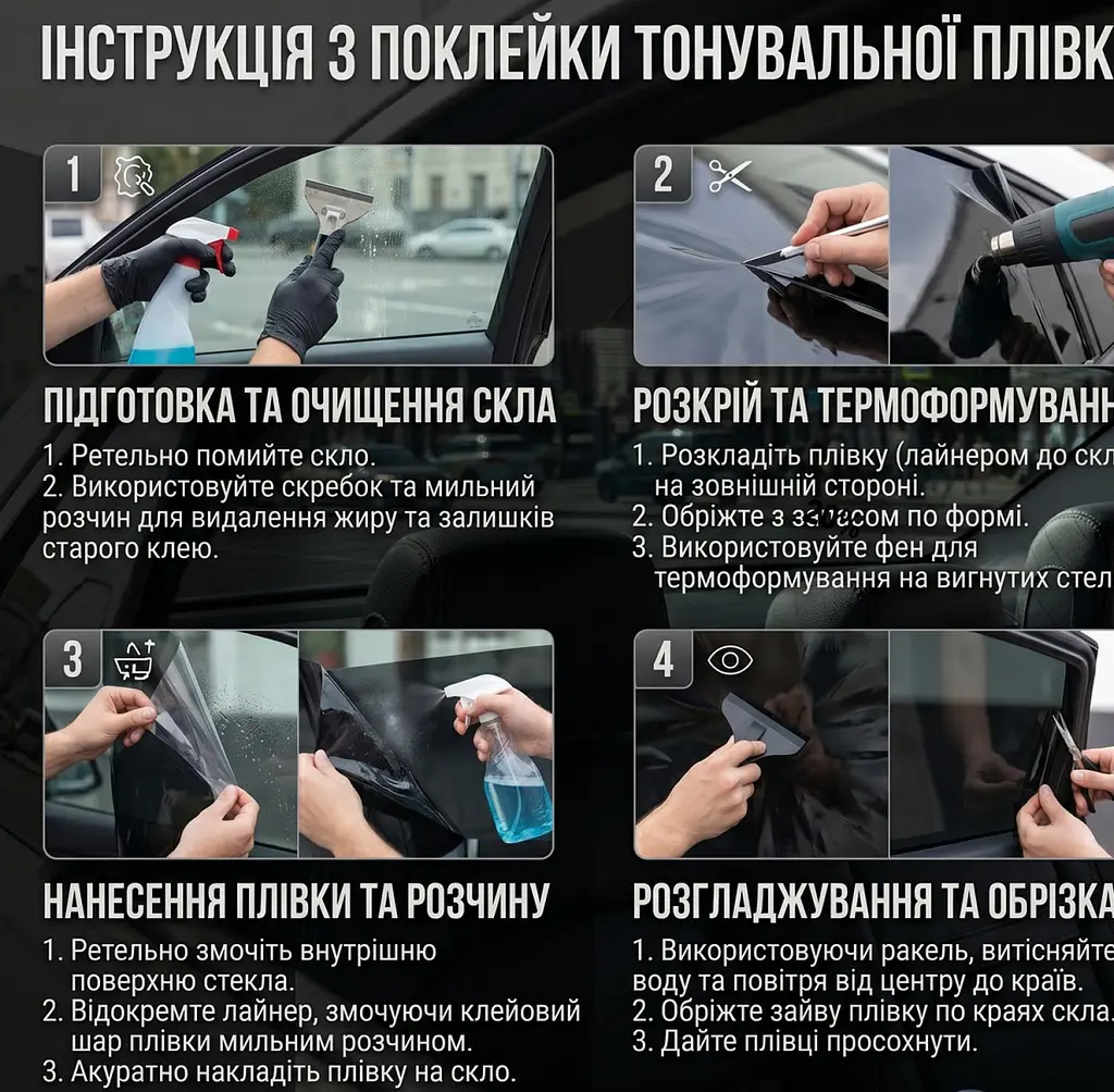 Тонувальна плівка Професійна VLT 20% IR 60% UV 90% Ширина 50 см Довжина 1 Метр Антицарапка (AS20) - фото 5