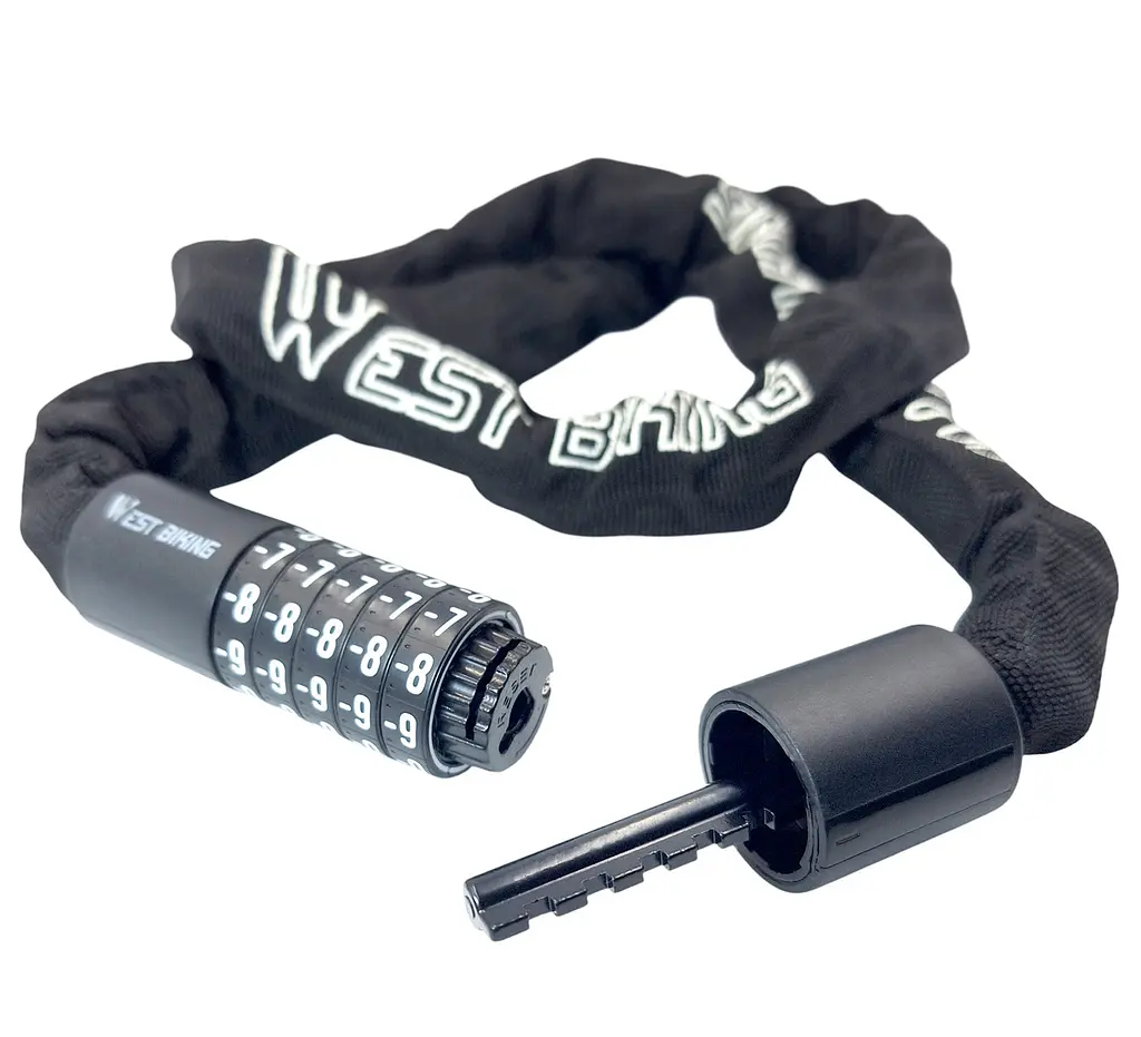 Велосипедний замок West Biking YP0705085 6 x 1200 мм ланцюговий кодовий чорний (G0001990) - фото 2