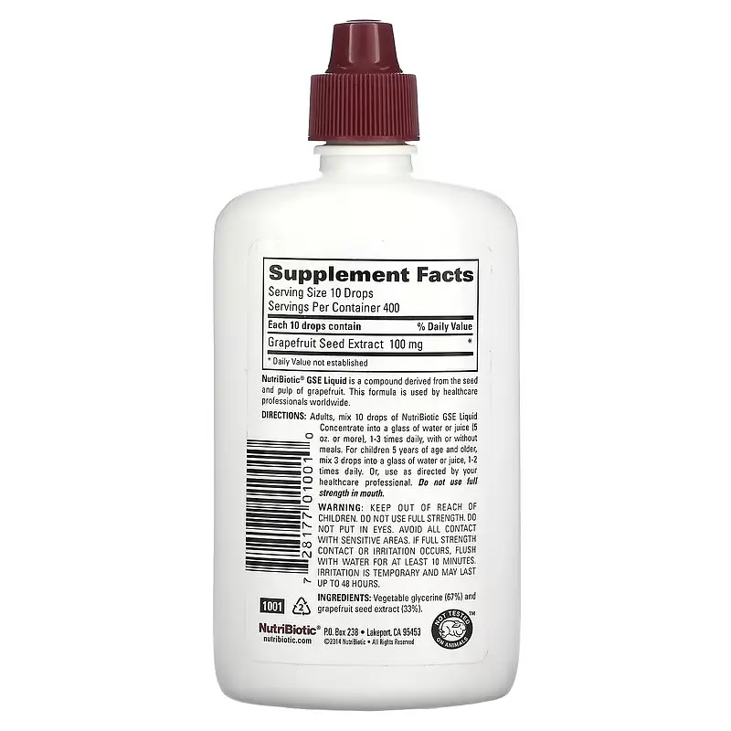 Грейпфрутові кісточки (GSE) Grapefruit Seed Extract GSE Liquid Concentrate 118 мл Nutribiotic vit0006084 - фото 2