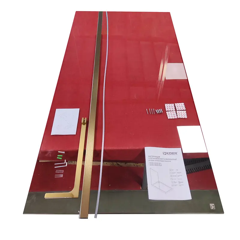 Душова перегородка Koer SR SP02-100x200-TR-12 Walk-In прозоре скло Easy Clean 8 мм, матове золото KR5396, прозоре, золотий - фото 6