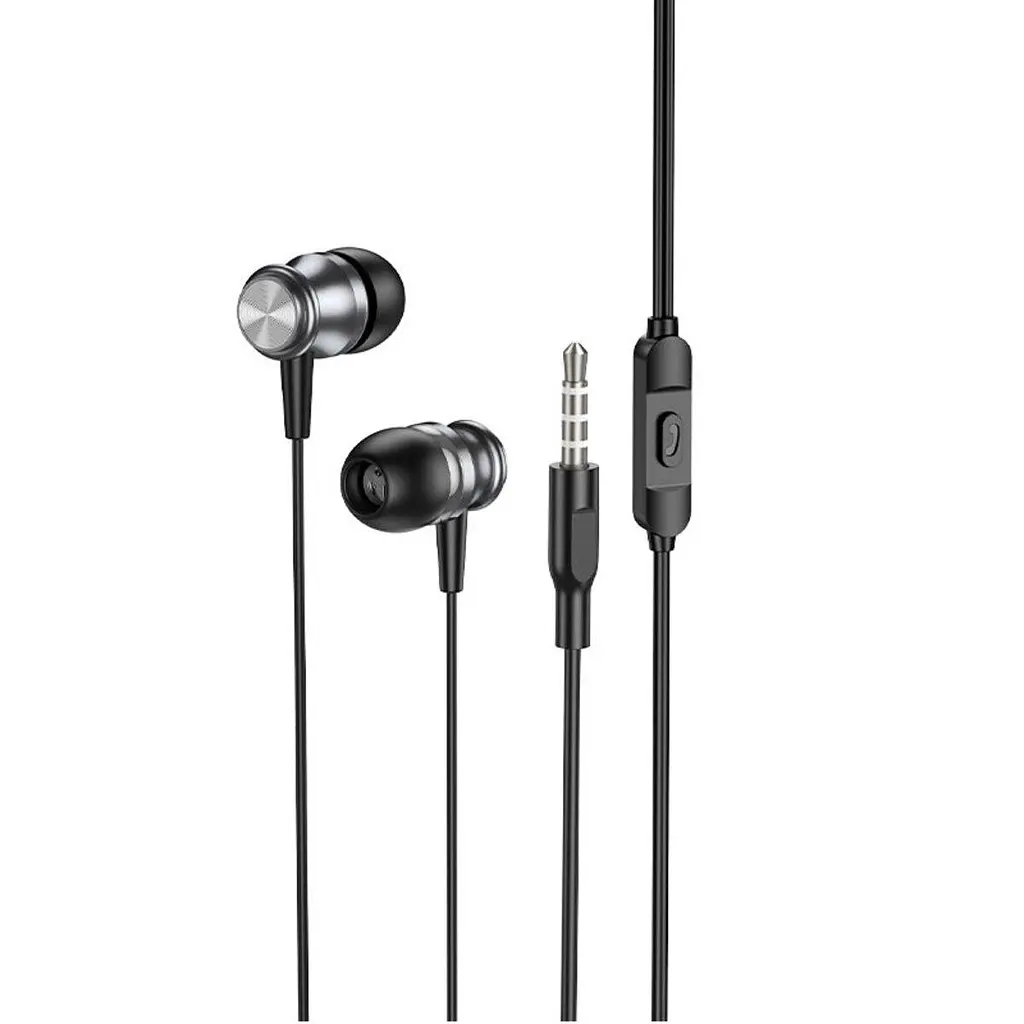 Наушники Borofone BM75 Platinum metal universal earphones with microphone 1.2m (серый) - фото 2