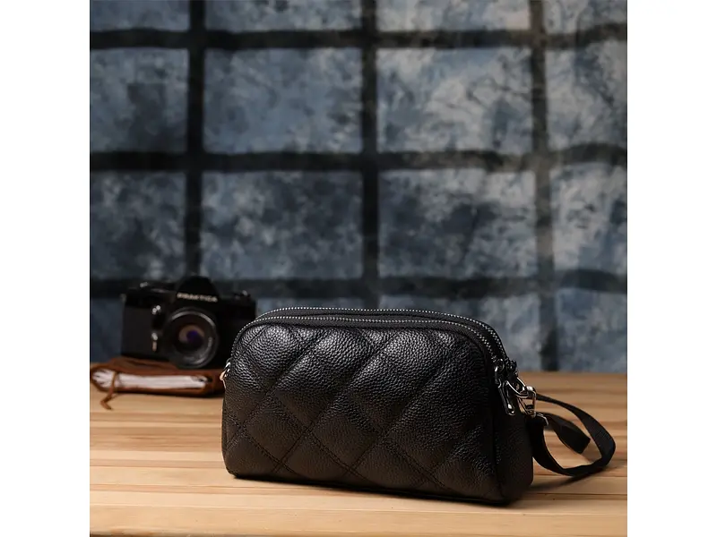 Жіноча сумка прошита ромбами з натуральної шкіри Vintage 23×14×7 см sum0027520 - фото 10