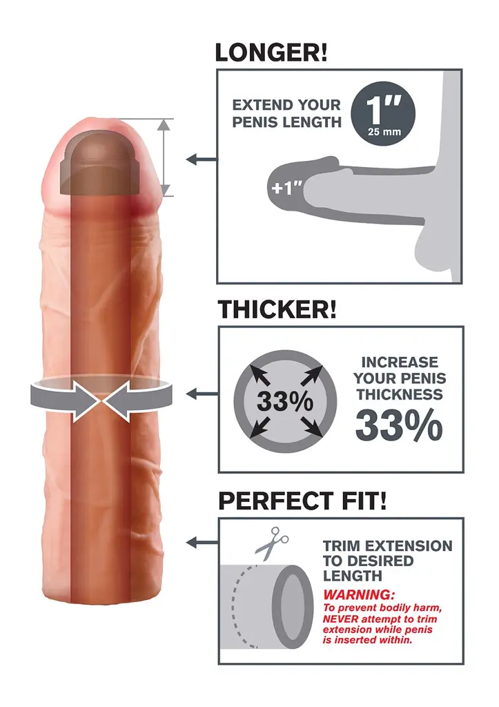 Насадка для пеніса Pipedream Perfect Extension Flesh 17.5 см тілесний - фото 8