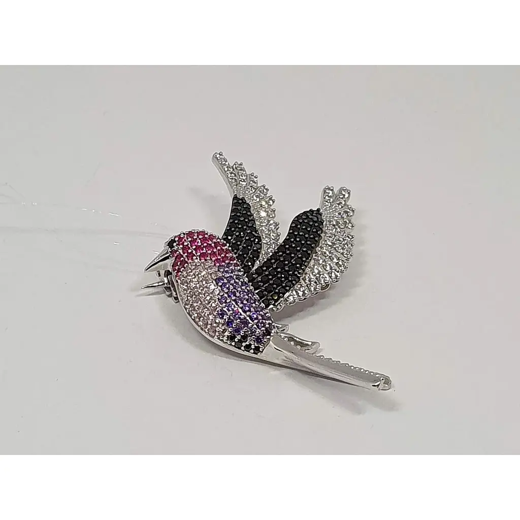 Срібна брошка Dear Птица з фіанітами. 9007.56С - фото 2