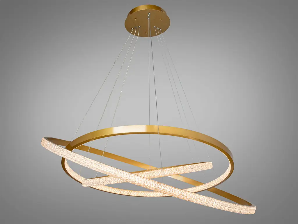 Стельова люстра LED Diasha D2489-1000+800+600G 165W, золото, діаметр 100 см, для вітальні - фото 3
