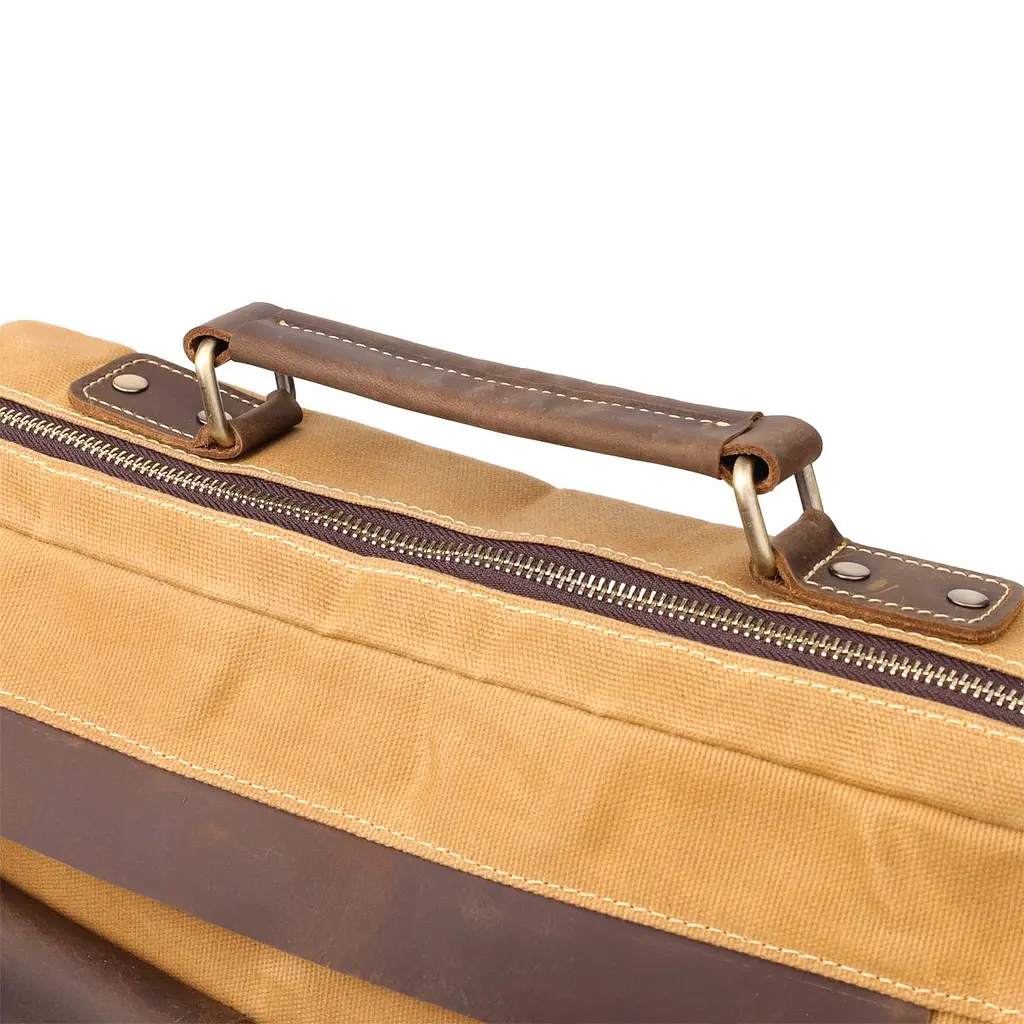 Стильный портфель из качественного текстиля с кожаными вставками Vintage 20874_1 светло-коричневый - фото 5