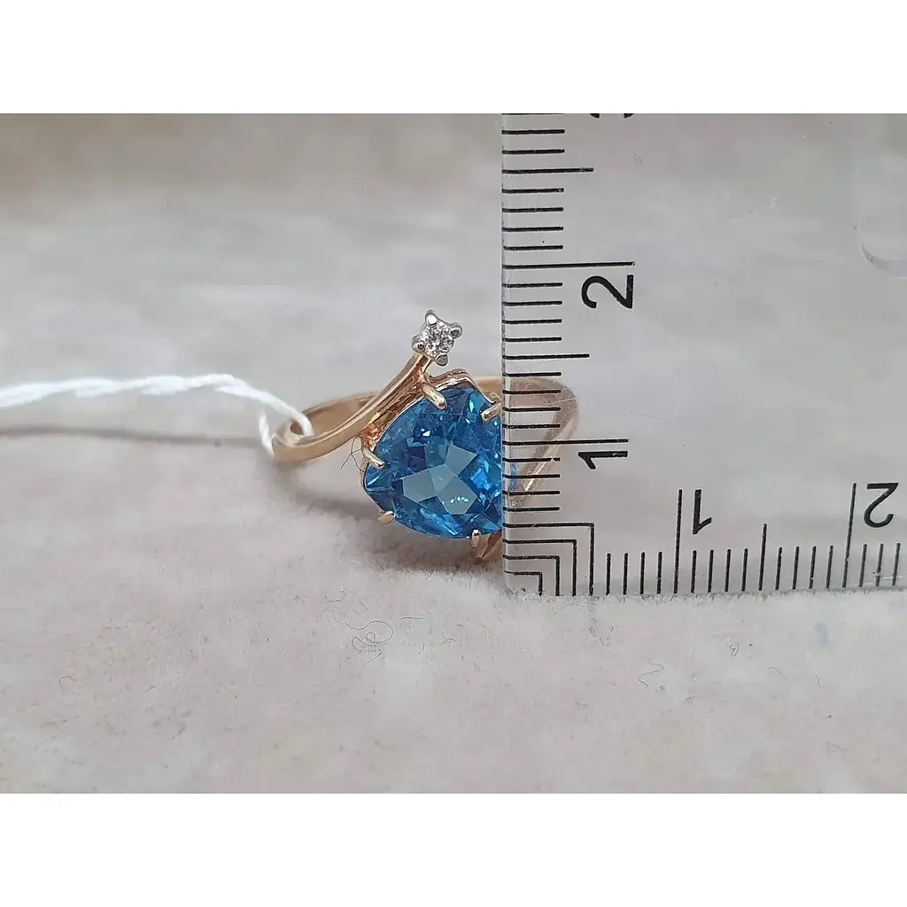 Золоте кільце Гаразд з діамантами і топазом. 3022221 18,5 - фото 6