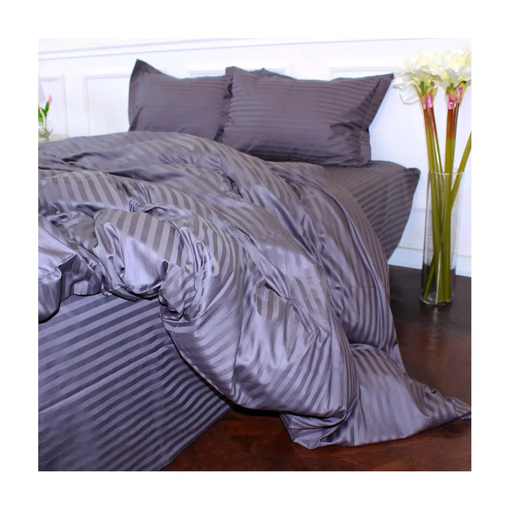 Постільна білизна MirSon SatinStripe 30-0012DarkGray 220х240 King Size (2200005251997) - фото 2