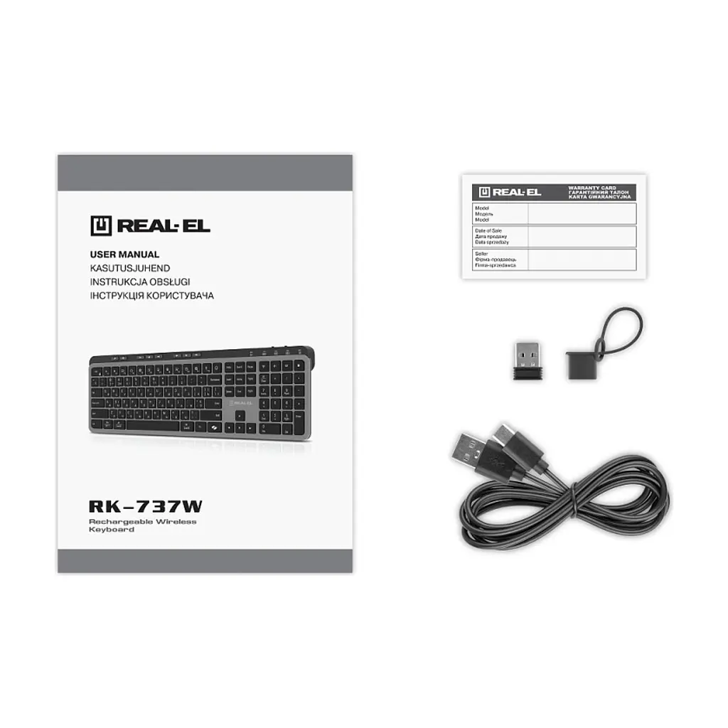 Клавіатура REAL-EL RK-737W Wireless/Bluetooth Black/Grey (EL123100060) - фото 10