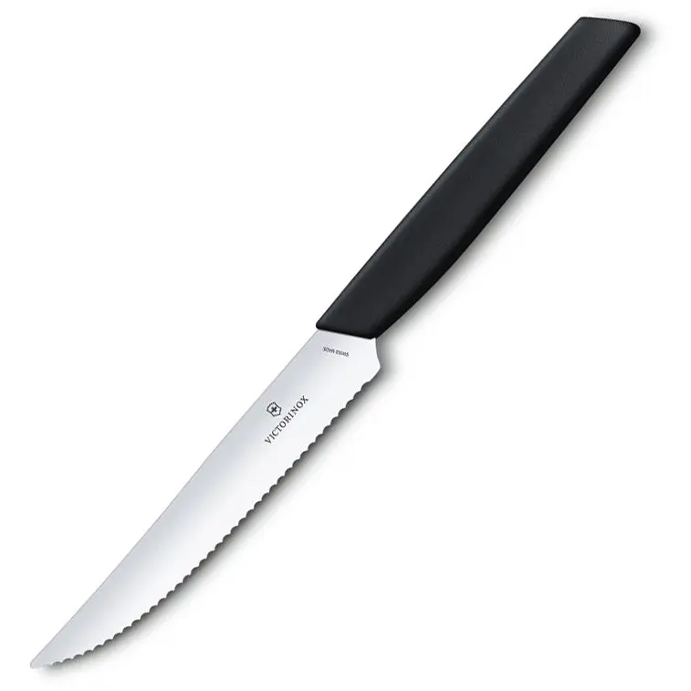 Кухонний ніж Victorinox Swiss Modern Steak&Pizza 12см хвил. з черн. ручкою