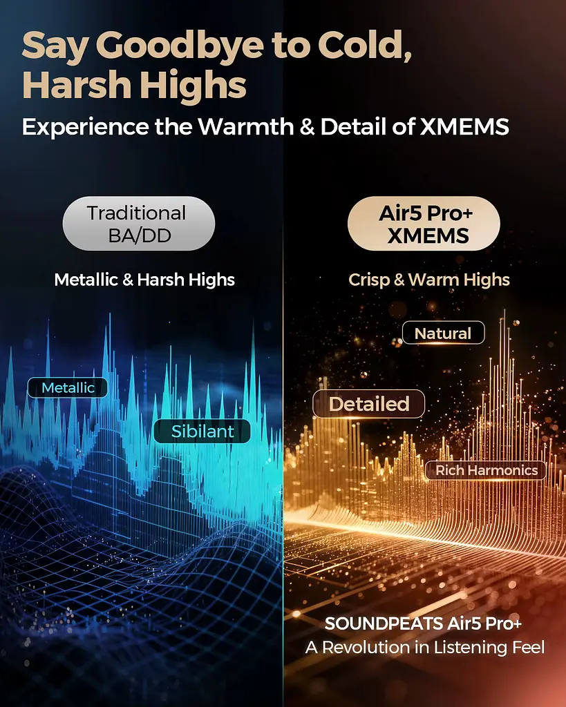 Бездротові навушники SOUNDPEATS Air5 Pro plus xMEMS з ANC та Hi-Res звуком (Чорний) - фото 8