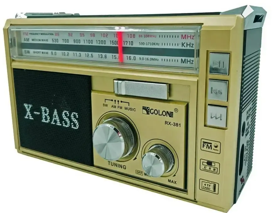 Портативний радіоприймач Golon RX-381/2 USB/SD з LED ліхтарем Gold (1756375738) - фото 10